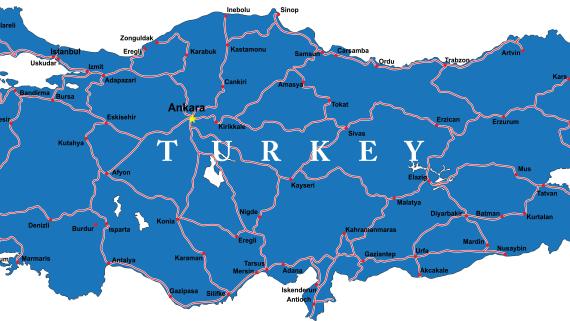 Landekort Tyrkiet
