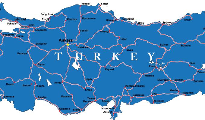 Landekort Tyrkiet